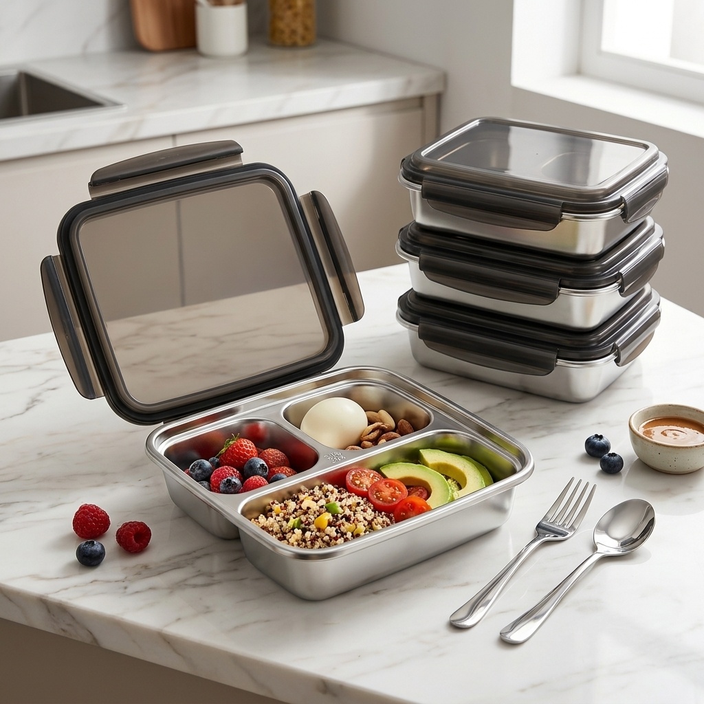 Bento Box Two Tier - Großer Lunchbehälter mit Deckel, mikrowellengeeignet, auslaufsicher,