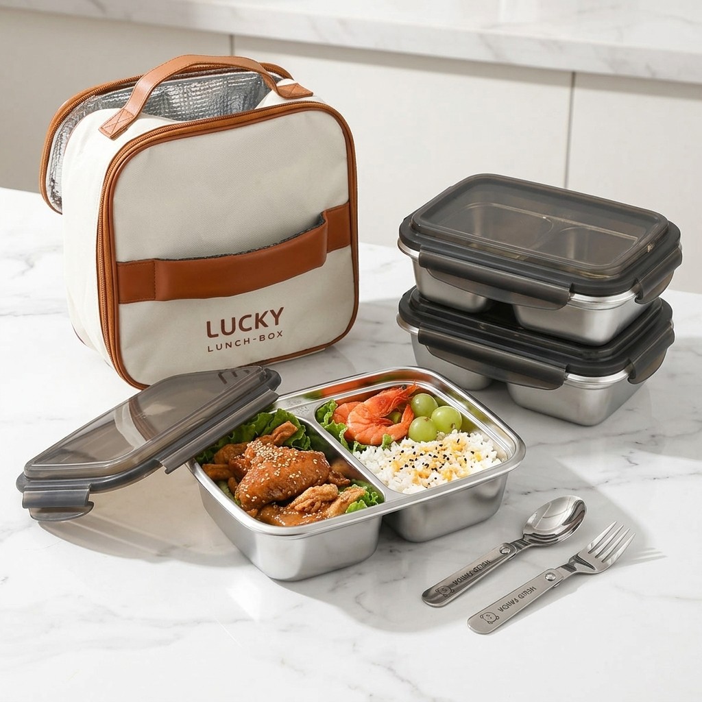 Bento Box Two Tier - 304 Edelstahl-Lunchbox mit Unterteilungen für Kinder