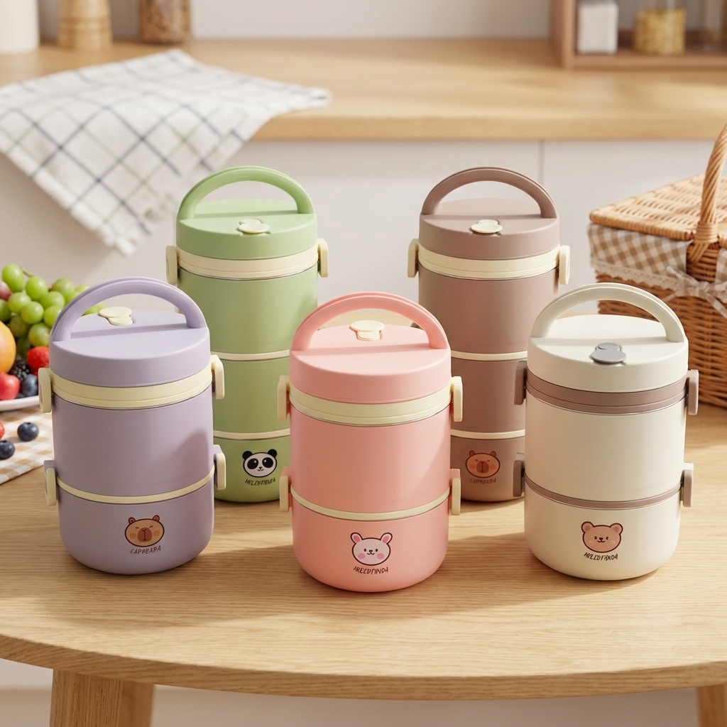 Bento Box Two Tier - 304 Edelstahl Thermische Lunchbox Bento-Box-Set Mikrowellengeeignete