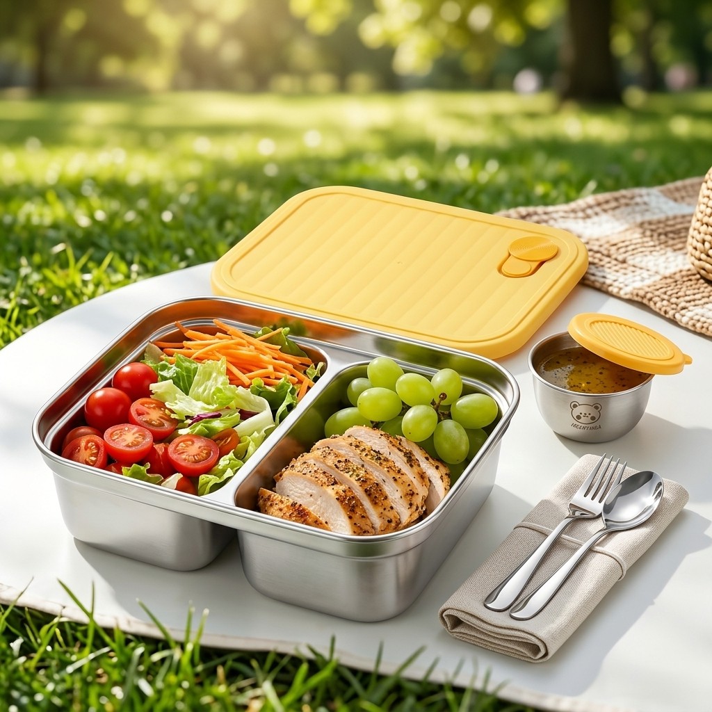 Bento Box Two Tier - 304 Edelstahl-Lunchbehälter, tragbare, versiegelte Lunchbox für