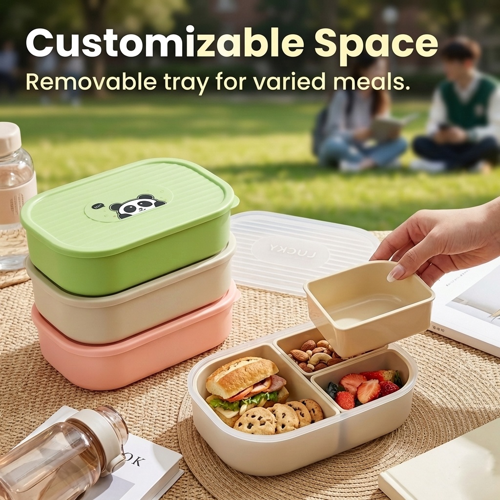 Tragbarer, unterteilter Kunsts – Bento Box Two Tier Bewertung und Preis