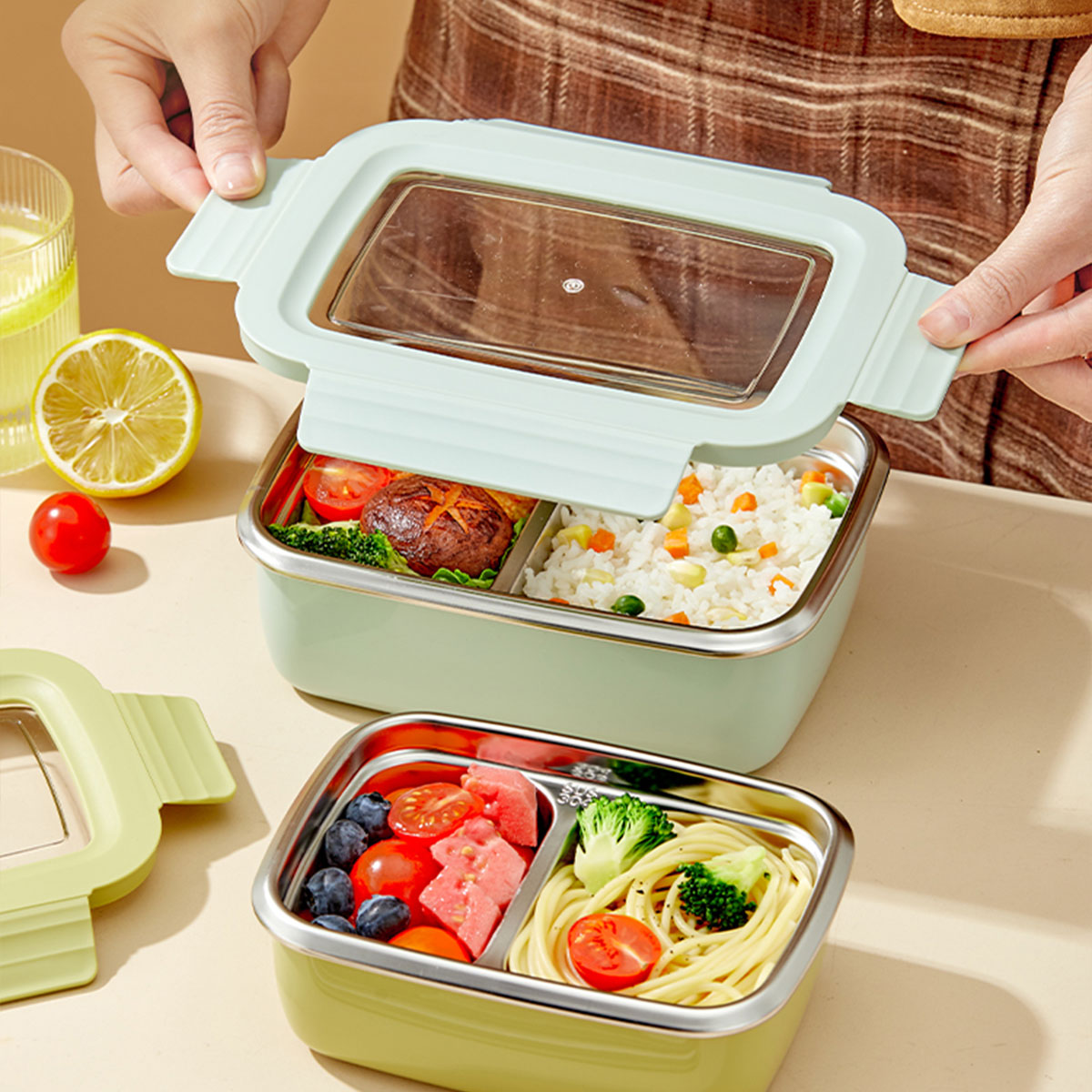 Mikrowellen-Lunchbox mit Fäche – Bento Box Two Tier Bewertung und Preis